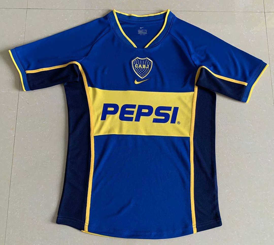 2002 Boca Juniors Retro Home Mens Soccer Jersey Replica 